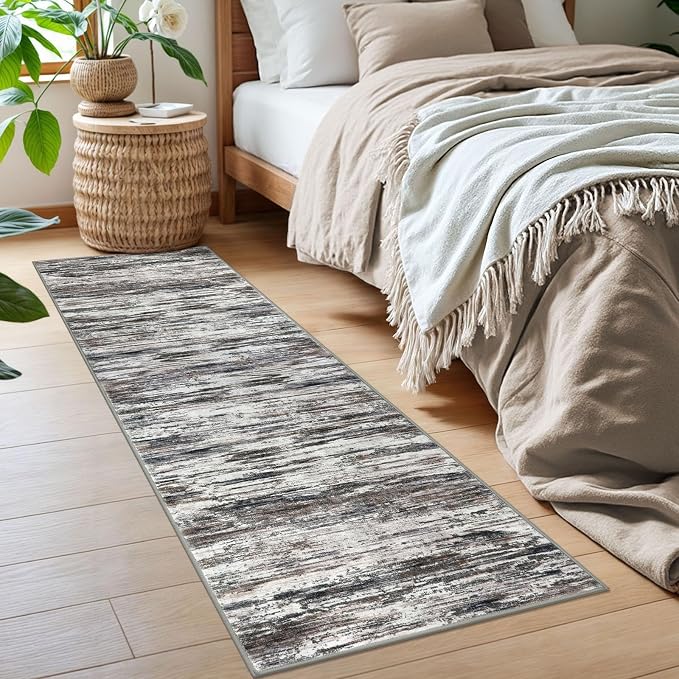 2x6 Modern Abstract Runner Rug for Hallways, Non-Shedding Washable Runners for - Image 3