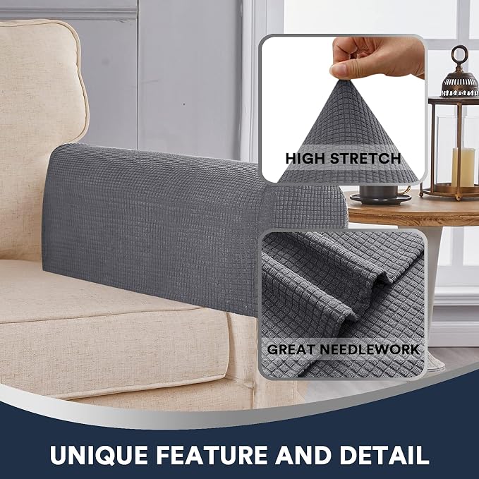 Stretch Sofa Arm Covers Spandex Jacquard Anti-Slip Couch Arm Covers - Image 6