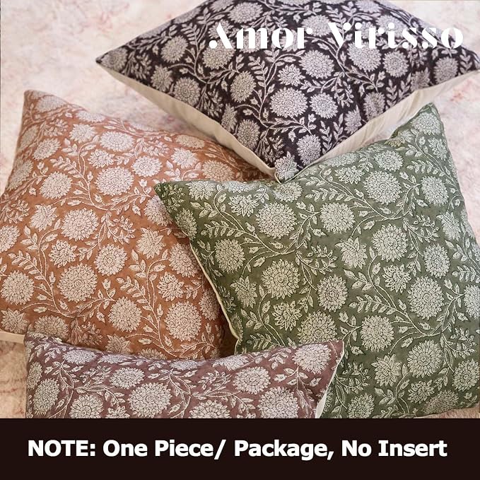 Amor Virisso Floral Pillow Covers 24x24 Throw Pillow Covers Vintage Block Print - Image 6