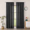 Simplebrand Black Faux Linen Textured Semi Sheer Curtains 72 Inches Long 2 by Simplebrand