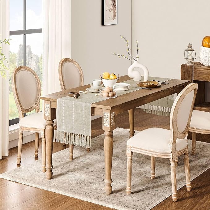 ZeeMart Farmhouse Braided Striped Table Runner, Rustic Beige Table Runners 36 - Image 3