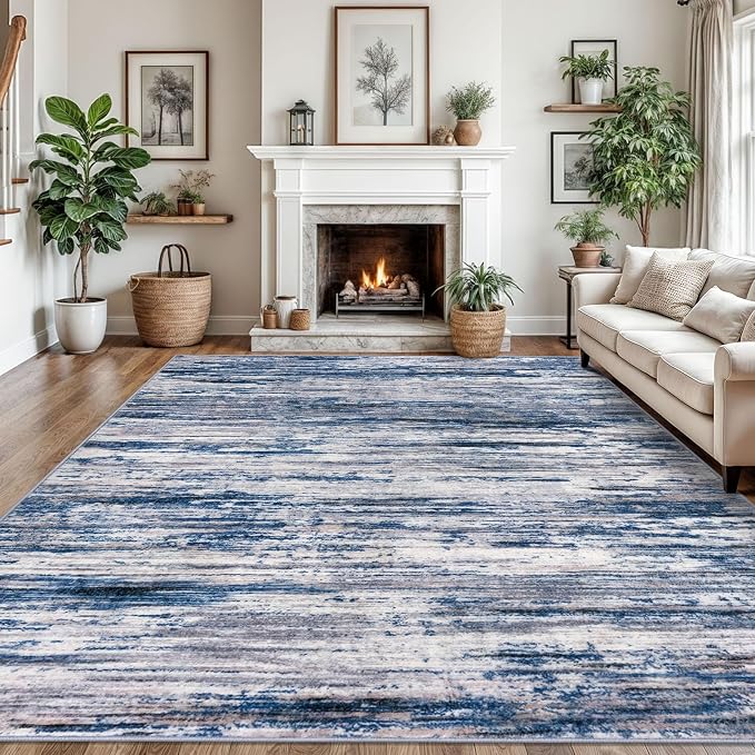 9x12 Modern Abstract Area Rug for Bedroom, Non-Shedding Rugs for Living Room by SiiloomRug