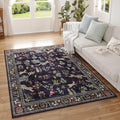Rugcomf Area Rug 4x6 Rug Washable Boho Rugs Non Slip Low Pile Floral Animal by Rugcomf