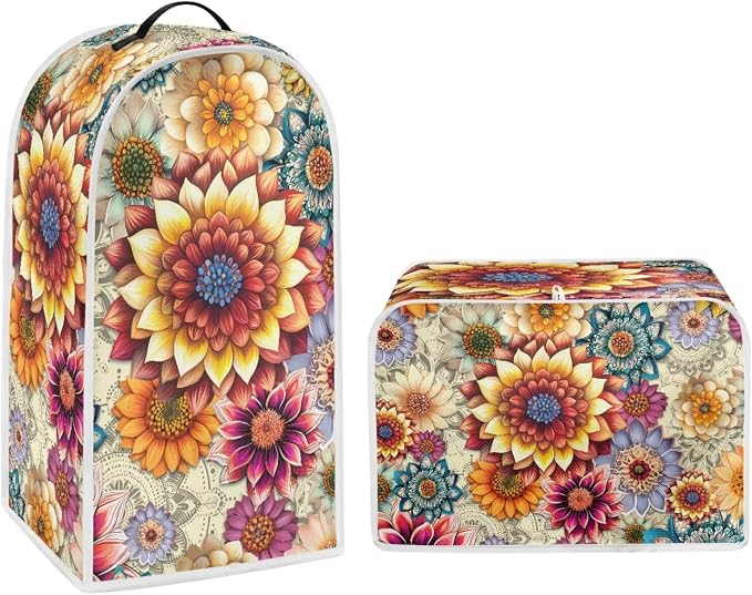 Bright Floral Blender Cover Toaster Cover Boho Mandala Floral 4 Slice Coffee by Pointodoor