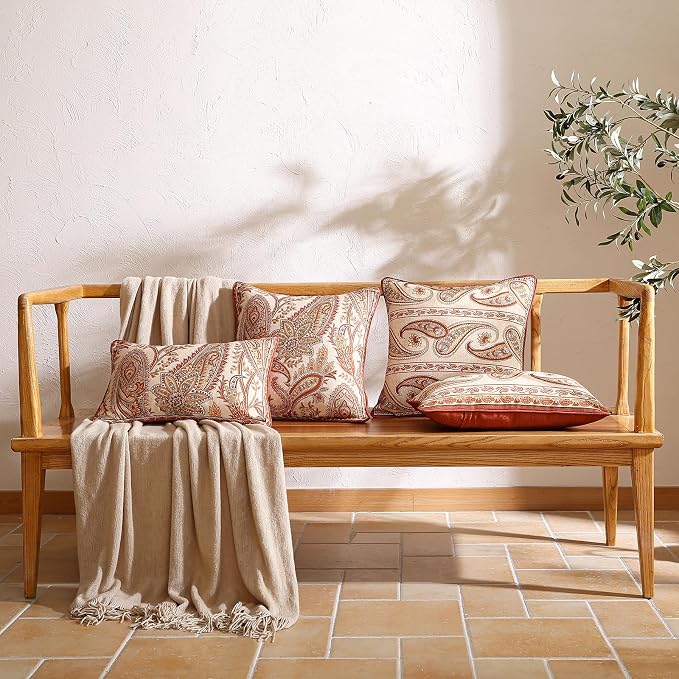 ISAENNE Design Linen Classic Vintage Throw Pillow Covers 18"x18" Pack of 2 - Image 3