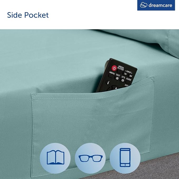 DREAMCARE Queen Sheet Set – 4 pcs Cooling Sheets – up to 21” Extra Deep Pocket - Image 6