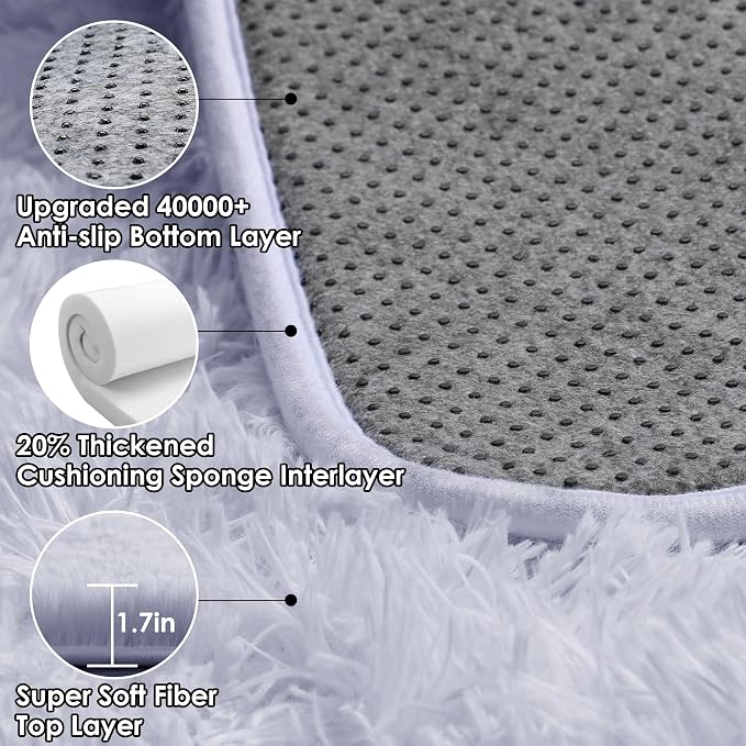 ONASAR White Area Rugs for Bedroom Fluffy, 4x6 Soft Shag Plush Bedside Rug - Image 3
