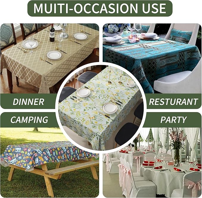 Square Table Cloth, 100% Waterproof Tablecloth Oil Proof Spill Proof Vinyl - Image 5