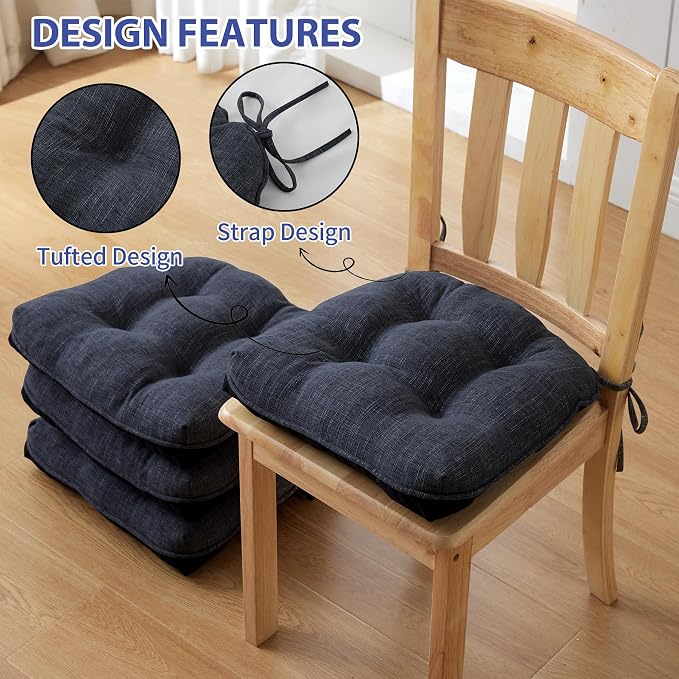 Chair Cushions for Dining Chairs Set of 4, Kitchen Chair Cushions, Chair Pads - Image 2
