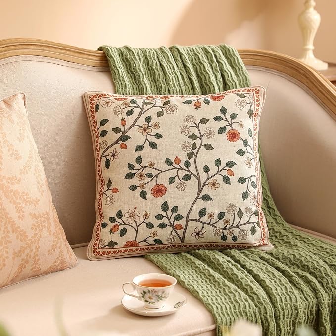 ISAENNE Design Linen Classic Throw Pillow Covers 18"x18" Pack of 2, French - Image 8