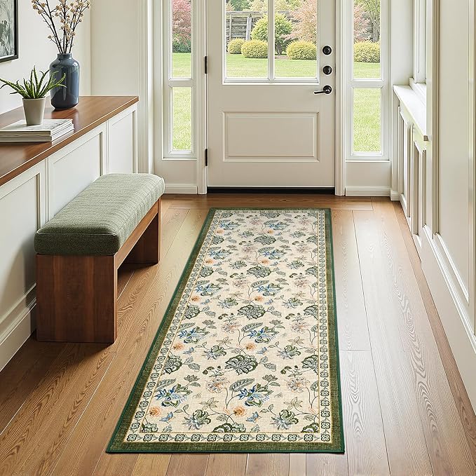 jinchan Elora 2x5 Floral Runner Rug by JINCHAN