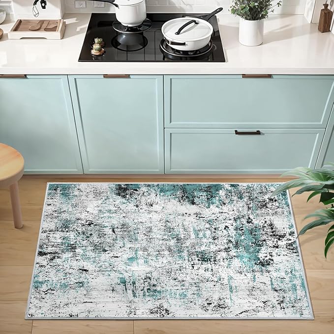 Ciicool Modern Abstract Area Rug 2x3 Washable Small Entryway Rugs, Non-Slip Low - Image 2