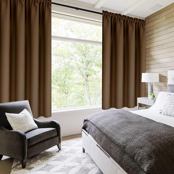 DWCN Brown Blackout Curtains for Small Window, Thermal Insulated Energy Saving - Image 2