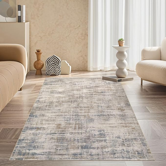 Area Rug for Living Room: 3x5 Washable Neutral Abstract Modern Soft Rugs Non - Image 2