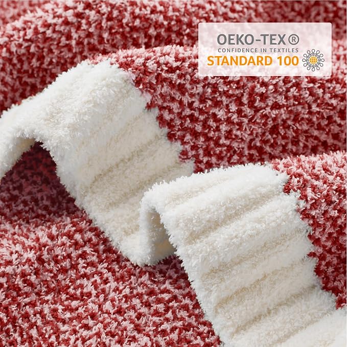 Snuggle Sac Christmas Red Blanket Twin Size, Ultra Soft Warm Fuzzy Knit Blanket - Image 5