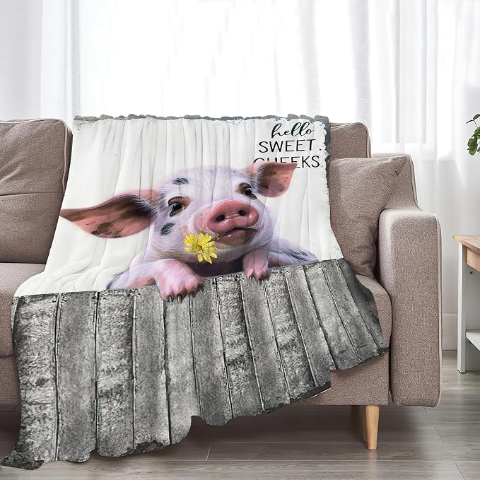 Funny Pig Farm Throw Blanket - Image 3
