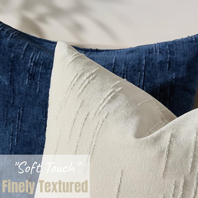 Set of 2 Soft Textured Throw Pillow Covers 20x20, Invisible Zipper Neutral - Image 4