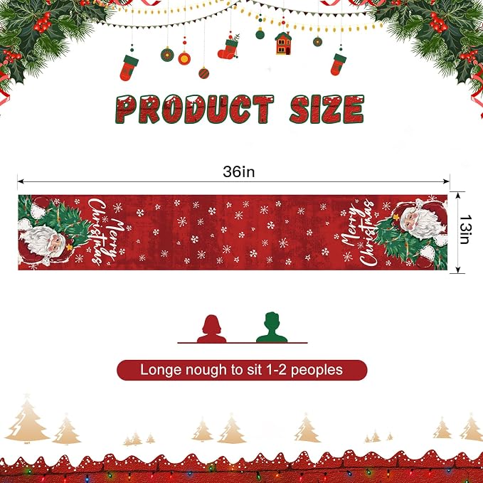 OTOSTAR Christmas Tree and Santa Claus Merry Christmas Table Runner, Xmas - Image 5