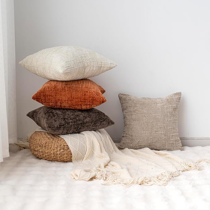 Decorative Throw Pillow Covers 18x18 Inch Set of 4, Soft Solid Farmhouse - Image 5