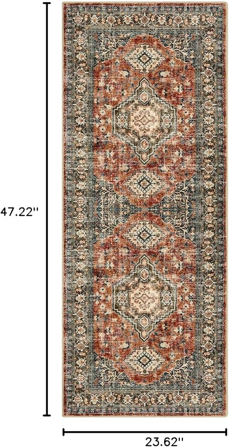 Lahome Oriental Small Area Rug, 2x4 Washable Entryway Rug Non-Slip Ultra-Thin - Image 2