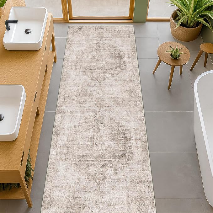 Beige Brown 2'6''x8' Wide Hallway Runner Rug - Image 6