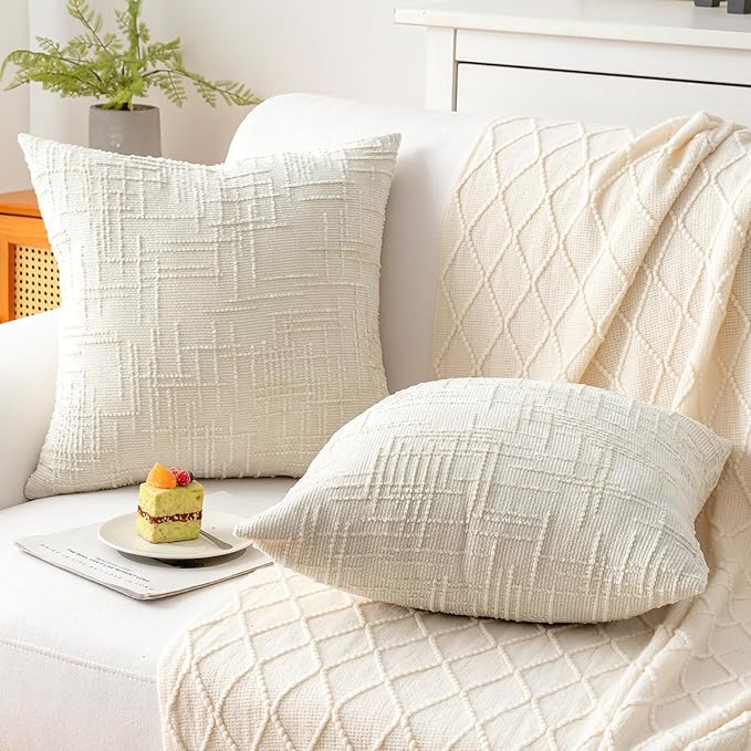 Decorative Throw Pillow Covers 18x18 Inch Set of 2, Thick Solid Farmhouse - Image 6