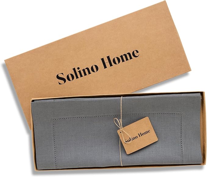 Solino Home Linen Steel Gray Hemstitch Table Runner 48 Inches - Image 5