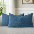 a moment Ocean Blue Chenille Throw Pillow Covers 12x20 Inch Pack of 2 Modern by amoment