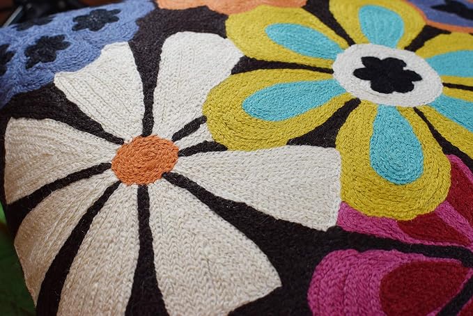 Modern Black Daisy Floral Pillow Cover Accent Flower Traditional Pillowcase - Image 5