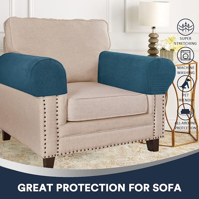 Stretch Sofa Arm Covers Spandex Jacquard Anti-Slip Couch Arm Covers - Image 2