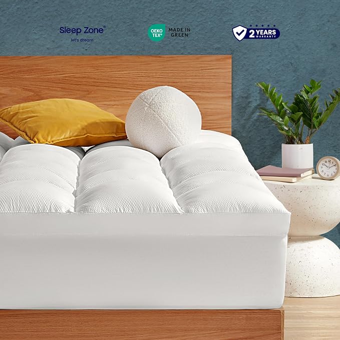 SLEEP ZONE Mattress Topper Twin XL Size, Extra Thick Fitted Mattress Pad - Image 2