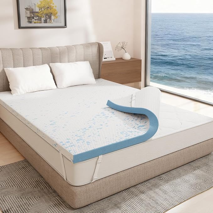 OhGeni 3 Inch Cooling Queen Size Gel Memory Foam Mattress Topper Pad, Washable by OhGeni