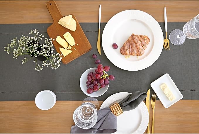 Solino Home Linen Steel Gray Hemstitch Table Runner 48 Inches - Image 3