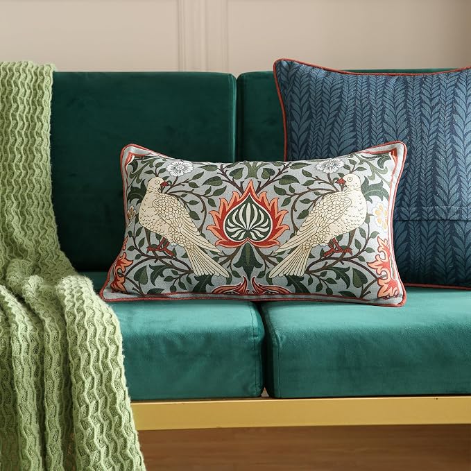 ISAENNE Designer William Morris Rectangular Throw Pillow Covers 12x20 Pack of 2 - Image 6
