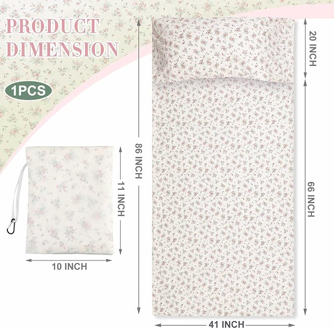 Sleeping Bag Liner 100% Cotton for Women Adult, 86 x 41 Pastoral Floral Cotton - Image 2