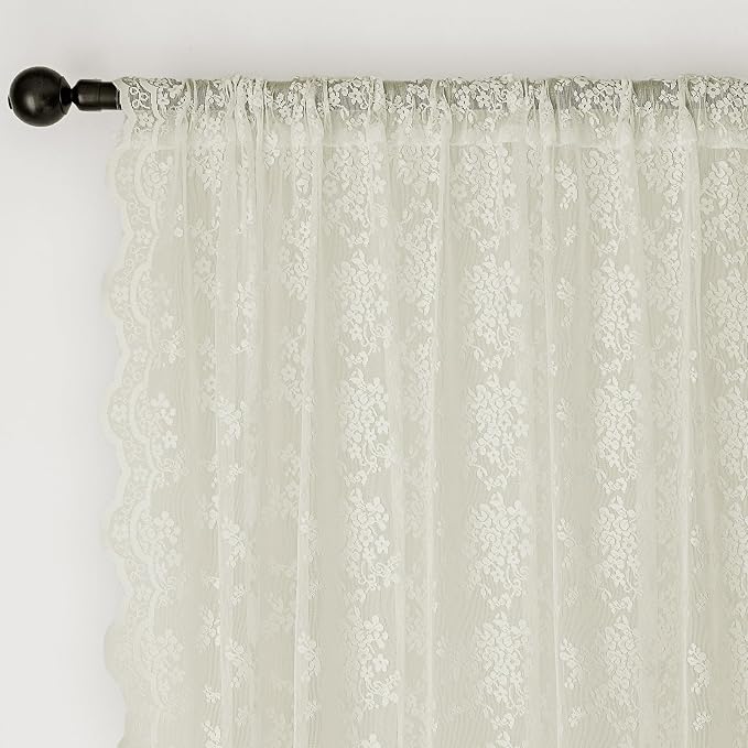 Anmao Vintage Lace Curtains 54 Inches Long 2 Panels Set, Romantic Elegant Light - Image 6