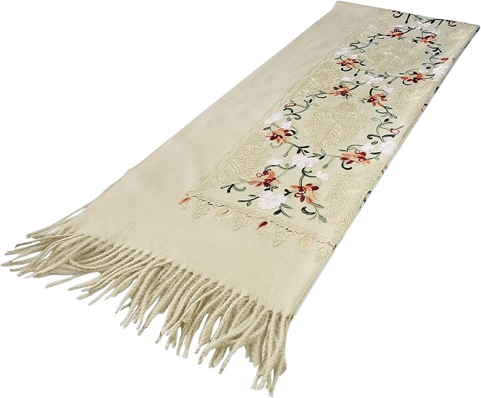 Urban CoCo Women's Embroidered Tassel Long Shawl Oversize Scarf Wraps - Image 4