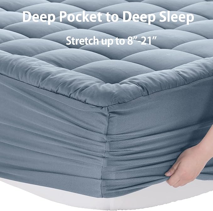 EASELAND Full Size Mattress Pad Pillow Top Mattress Cover Quilted Fitted - Image 5