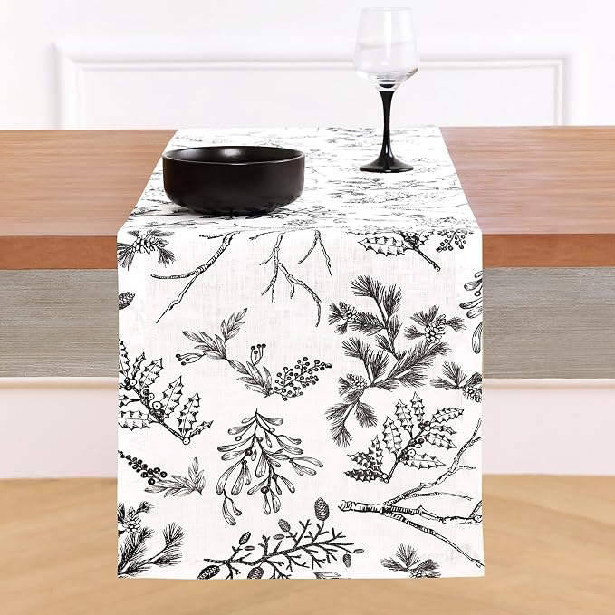 Solino Home 100% Pure Linen Christmas Table Runner 72 Inches Long by SolinoHome