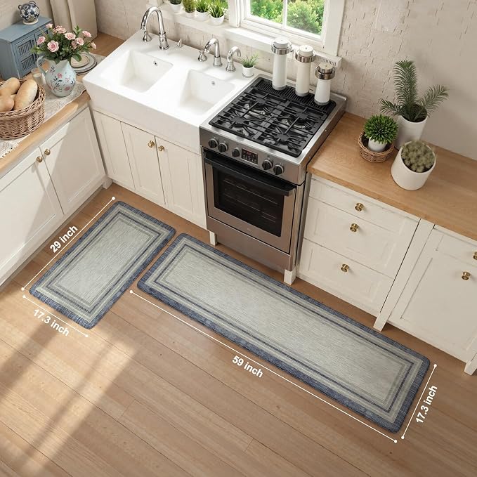 KIMODE Anti Fatigue Kitchen Mat 2PCS, Non-Skid Waterproof Kitchen Rugs - Image 3