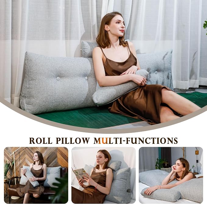 Headboard Pillow King Size, Triangular Wedge Backrest - Image 4