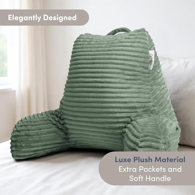 Nestl Reading Pillow with Shredded Memory Foam, Luxe Cut Plush Back Pillow - Image 3