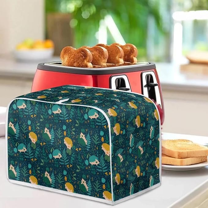 Flowers Hedgehog Printed 2 Slice Kitchen Machine Covers, Dustproof Toaster - Image 4