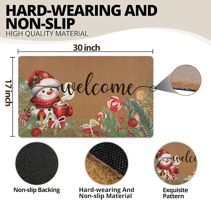 Christmas Snowman Door Mat, Winter Welcome Doormat, Christmas Holiday Welcome - Image 3