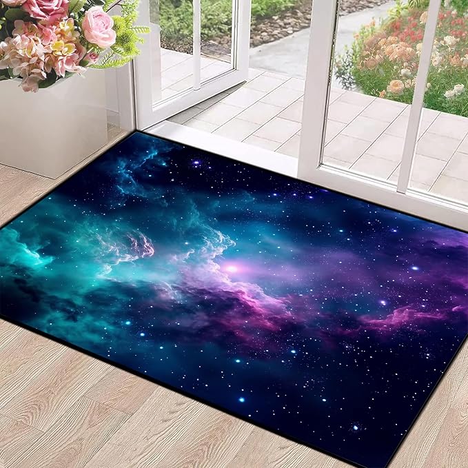 2'7" x 3'11" Galaxy Area Rug Dark Blue Outer Space Doormat by CERYUEE