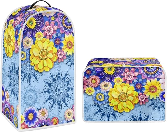 Boho Mandala Floral Toaster Cover 2 Slice Washable Blender Cover Kitchen Small by Pointodoor