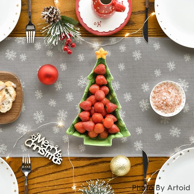 Artoid Mode Pine Tree Snowflake Merry Christmas Table Runner, Seasonal Winter - Image 4