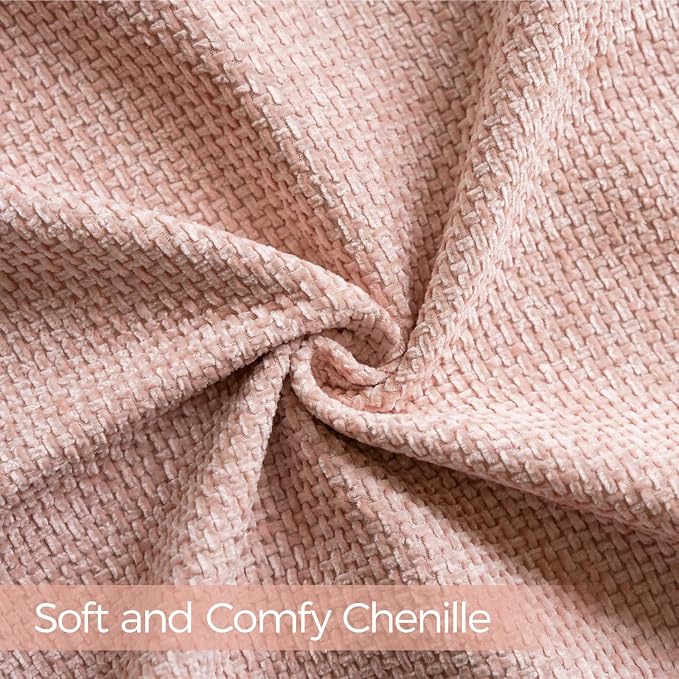 a moment Pink Spring Chenille Throw Pillow Covers 20x20 Inch Pack of 2 Modern - Image 4