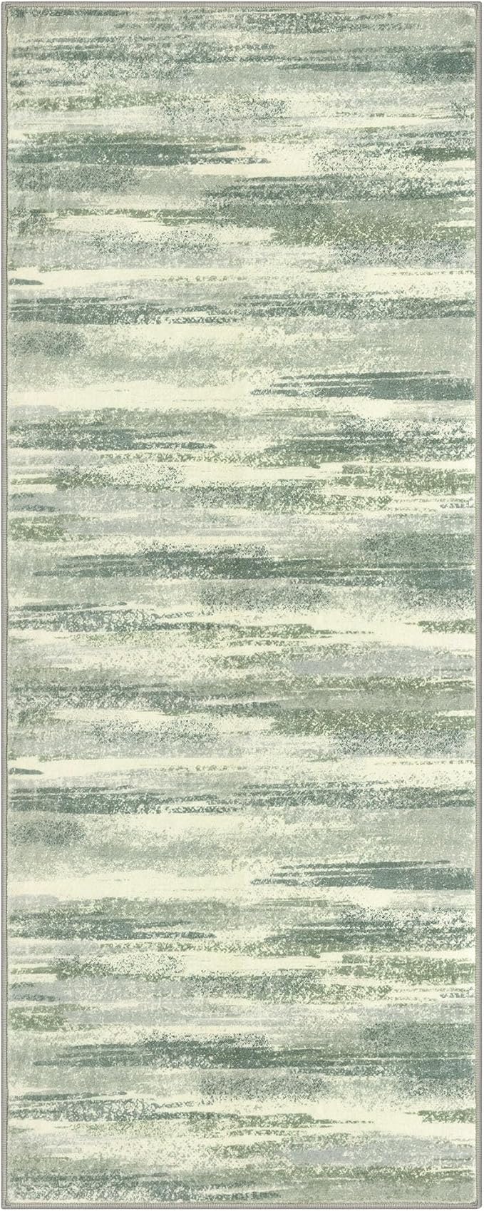 Modern Abstract Runner Rug 2x5, Sage Green Grey Washable Kitchen Runner - Image 9