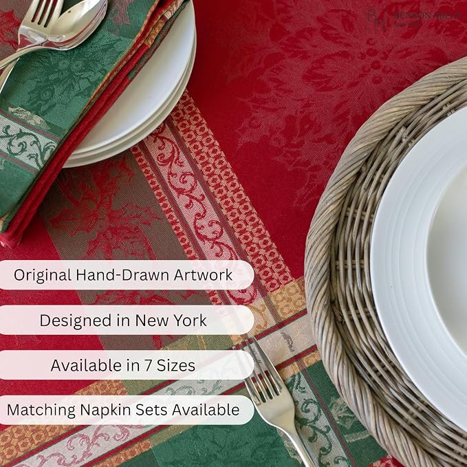 Benson Mills Heavyweight Yarn Dyed Jacquard Fabric Plaid Table Cloth, - Image 4